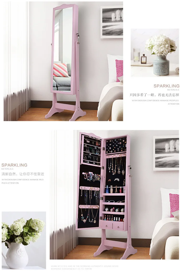 Customized Bedroom Decorative Floor Led Standing Mirror Wheels Wooden