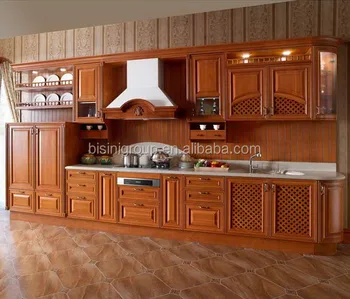 Traditional Design Solid Wood Carve Kitchen Cabinet In Custom Size