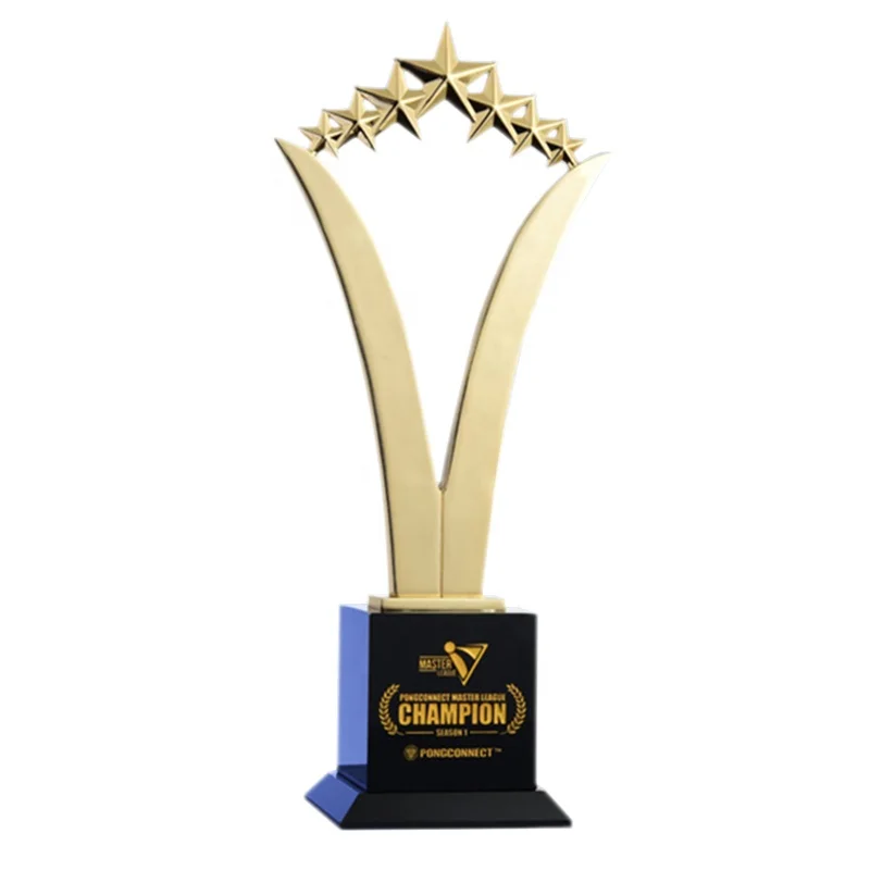 Custom yiwu high quality new creative design pentagram trophy metal cup award champion trophies