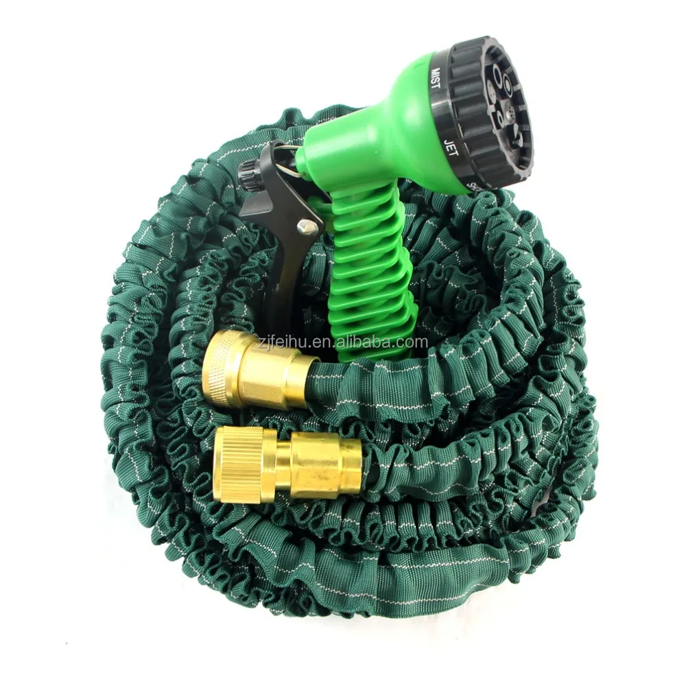 Solid Brass Quick Connectors Expandable 50 Foot Garden Water Hose