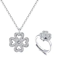 

925 sterling silver cz clover jewelry sets necklace women
