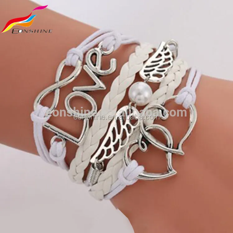 

Handmade White Plaited Leather Bracelet For Girls, Various colors available