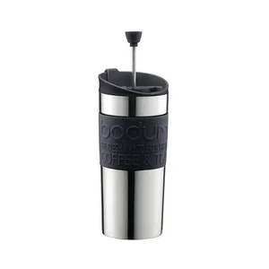Image of high quality double wall vacuum insulated stainless steel french coffee press mug coffee mug with rubber sleeve
