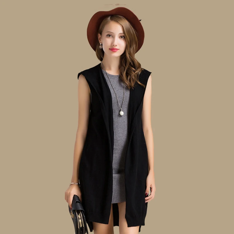 sleeveless cardigan with hood