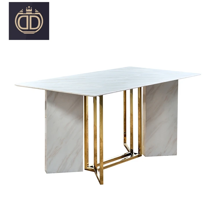 
dining table set luxury Italian dining table set modern corner marble top 6 piece stainless steel marble dining room table set 