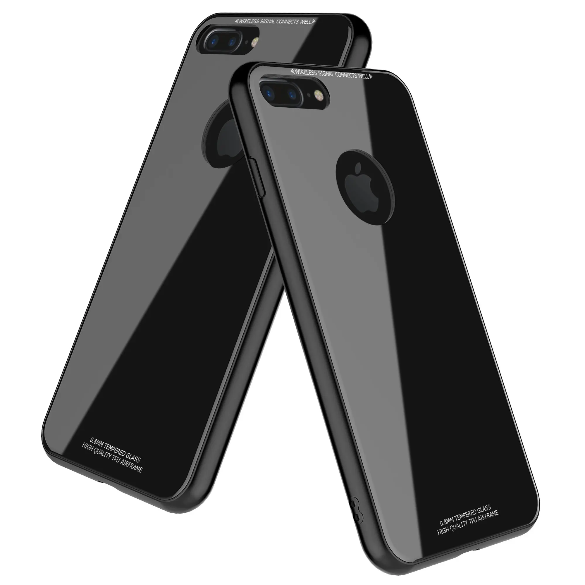 iPhone 8 plus Case,Despot_ak,Tempered Glass Back Plate and Soft TPU Gel Bumper-Black