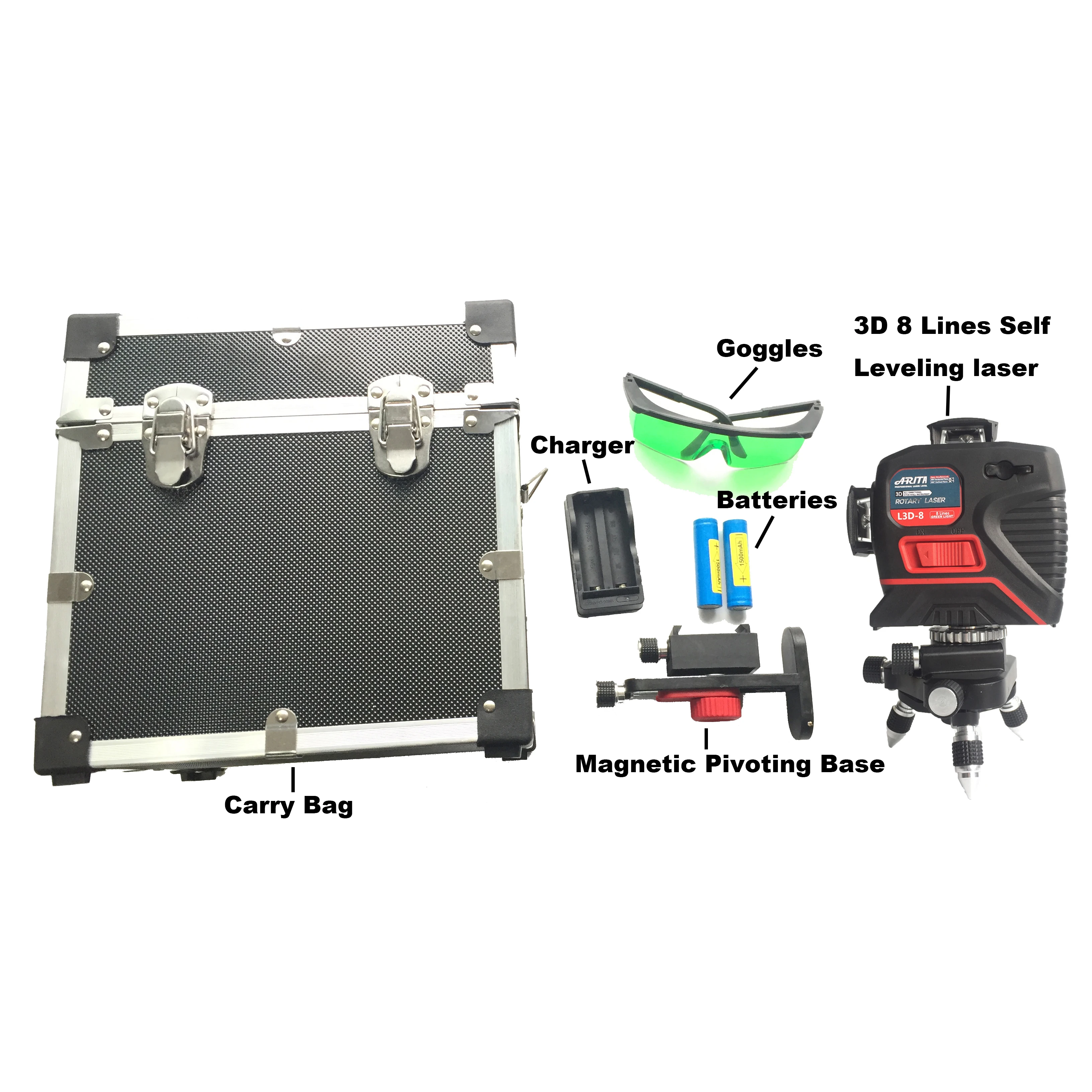 NOSIT New Self leveling Rotary laser level 8 line green laser level battery 3D laser level