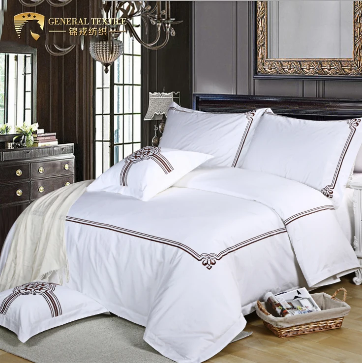 100 Cotton Pure White Luxury Hotel Bedding Sets Bed Sheet Set King Size