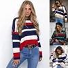 2019 latest fancy Women fashion 4 colors ladies sexy cute winter casual loose rainbow stripe pull over sweater