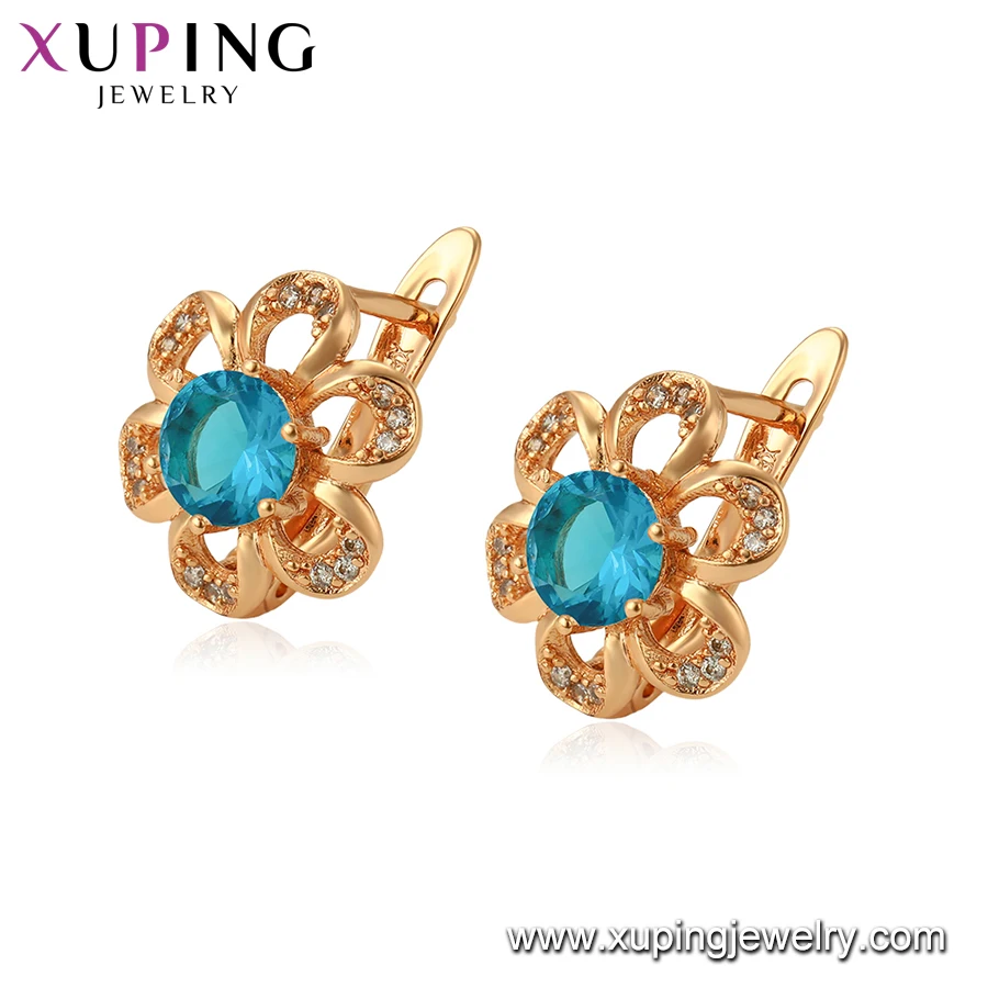 97286 Xuping Fashion Design 18k Gold Plated Flower Shape Hoop Earrings Buy High Quality Women