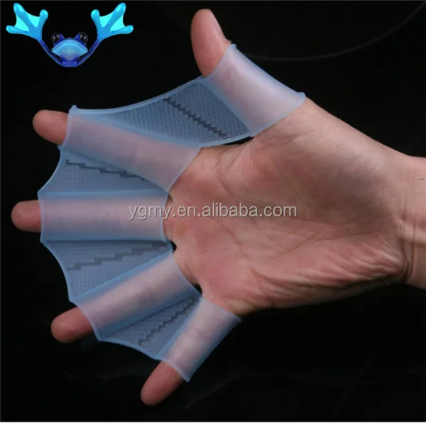 

Soft Silicone Swimming Fins Flippers Frog Hand Swim Web Webbed Glove Multi Size Training, Blue