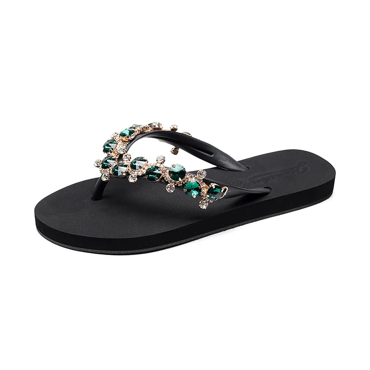 

Fashion Rhinestone Women Slippers Shoes Soft Sole Non Slip Female Slippers, Red,black,green