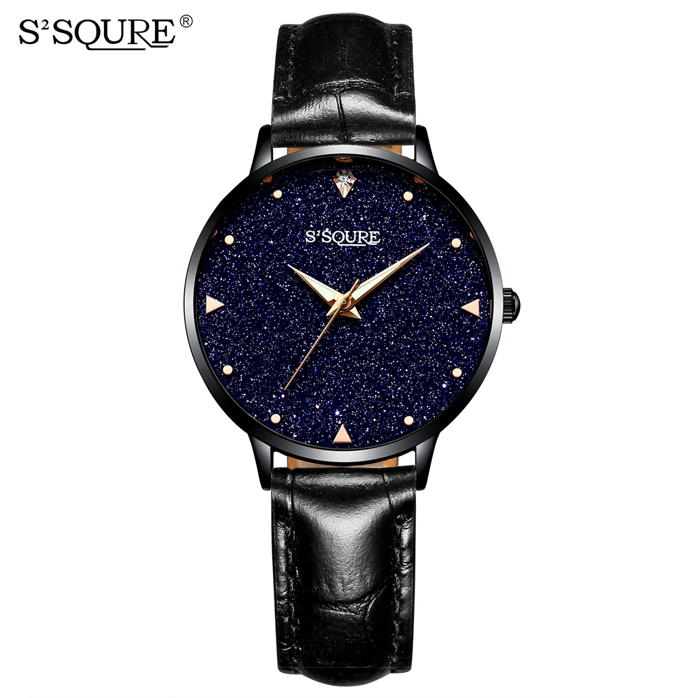 

SSQURE S003 Women Quartz Wristwatch China Supplier Elegance Sapphire Watch Stone Analog Leather Watches