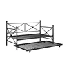 Wholesale High Quality Metal Single Day Bed Frame/Wrought Iron Ivory White Metal Sofa Bed Frame with Wooden Slats Base