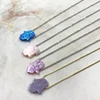 Hot Sale Colorful Opal Hamsa Bead Charm Necklace With Silver Chain