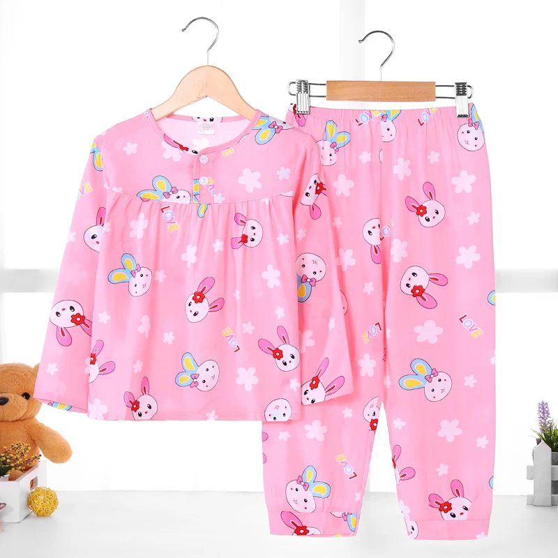 

Wholesale Custom High Quality Yellow Pink Sweet Polyester Full Sleeve Round Neck Children Girls Summer Clothing, Pink girls pajamas sets