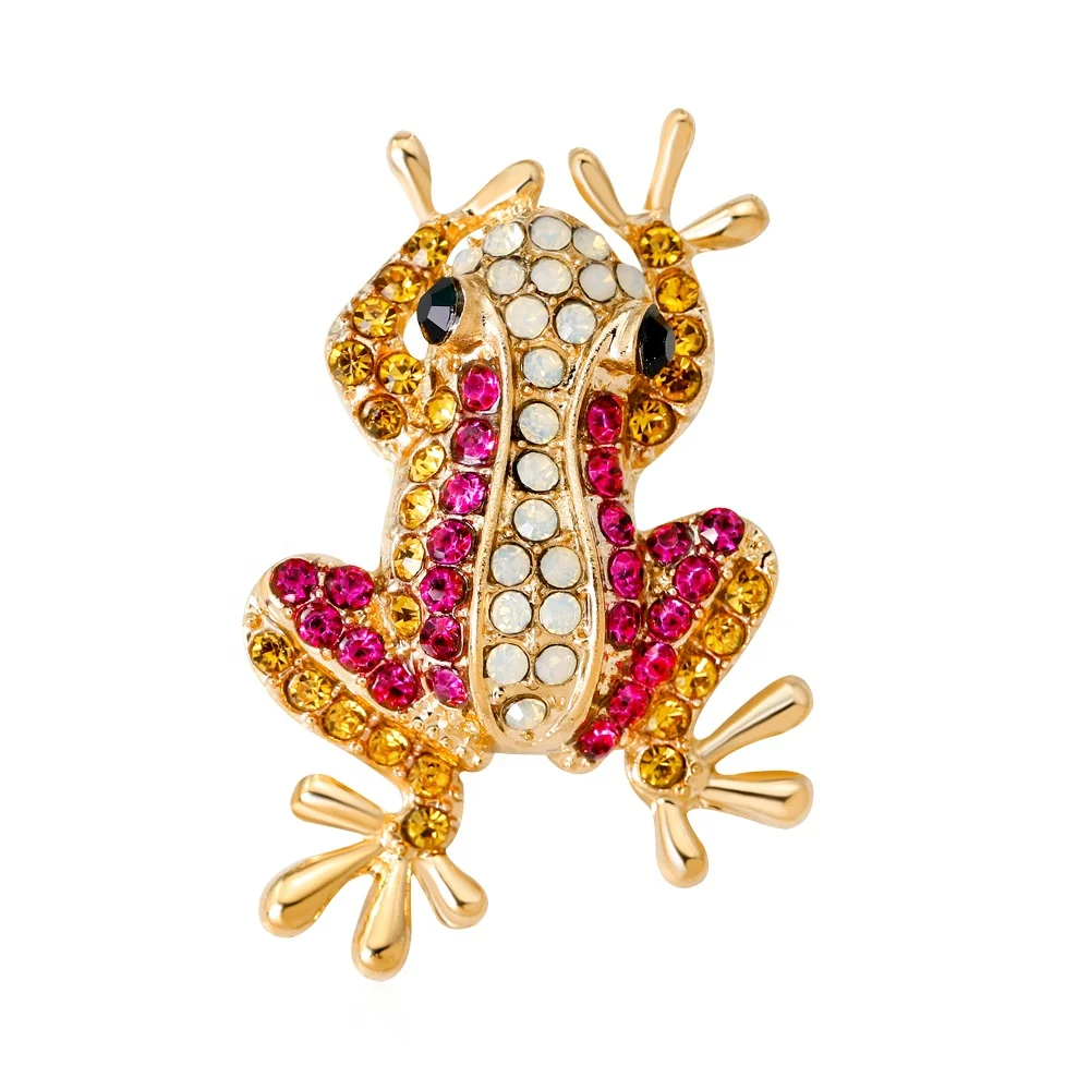 

Fashion Men Jewelry Pin Rhinestone Crystal Animal Shape Frog Prince Brooch, Picture shows