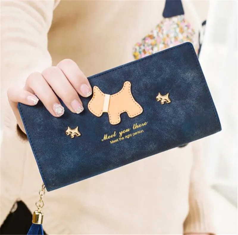 

AILU women cute dog long magic wallet designer purses handbags leather phone bag, 8 colors