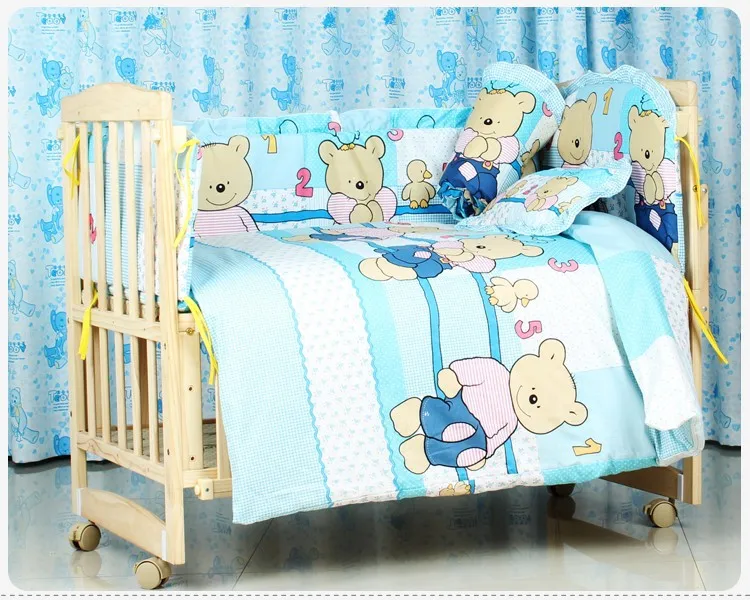 Promotion 7pcs crib bedding set crib quilt crib bedding kit mattress pillow baby bedding bumper duvet