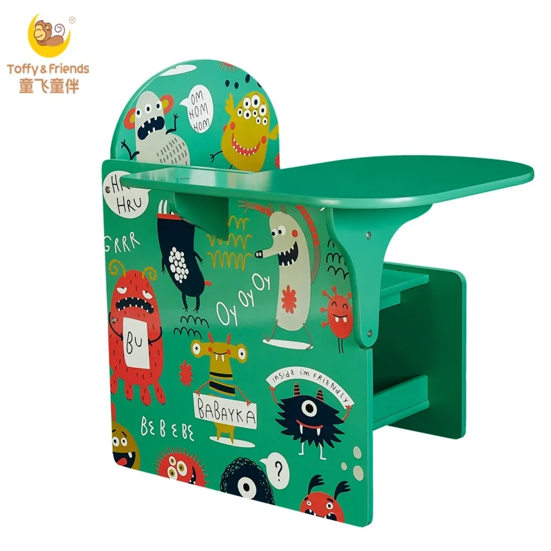 
Toffy & Friends Monsters Kids Writing Desk and Chair with Storage Drawer 