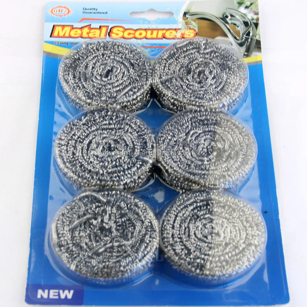 

6pcs blister card 20gr stainless steel scourer/stainless steel mesh scrubber pot scourer kitchen for dishes