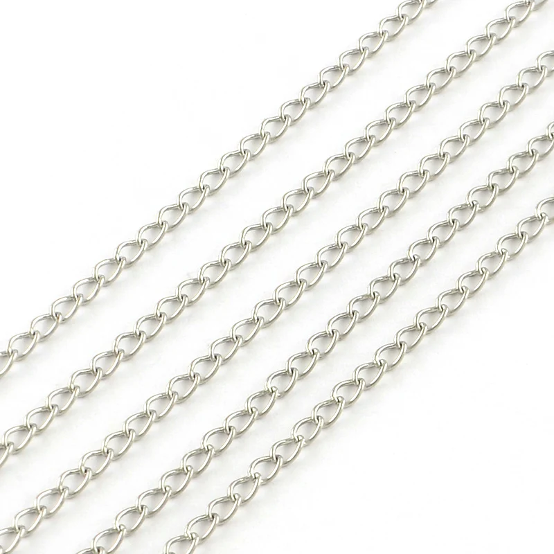 

Pandahall Soldered Curb Chains Stainless Steel Chain Bracelet 3x2x0.4mm about 25m/roll, Stainless steel color