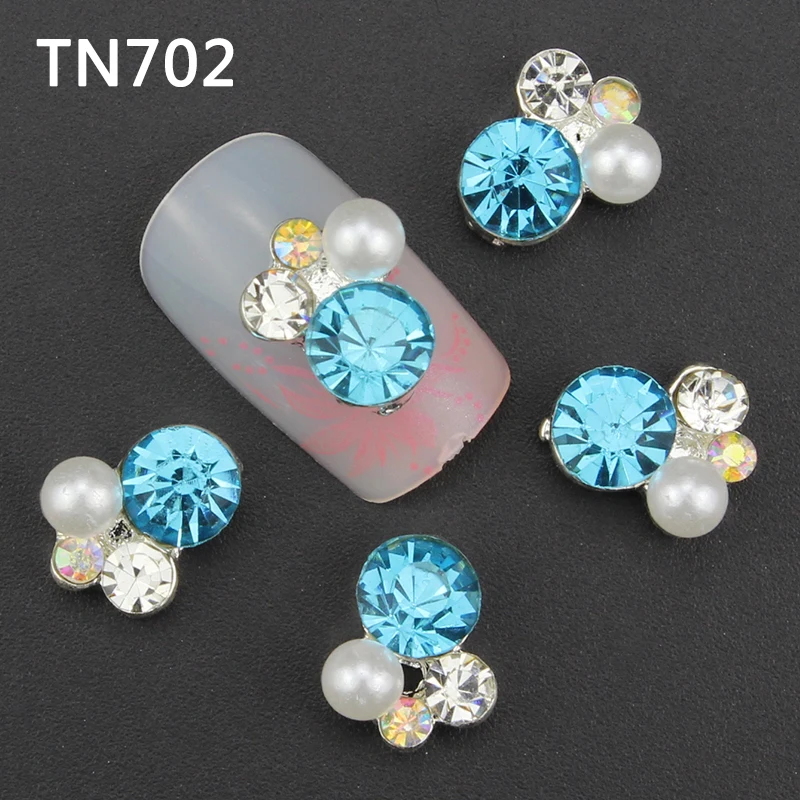 10pcs colorful 3d Nail Art Decorations with Rhinestones Alloy Nail Charms Jewelry for Nail Gel Polish
