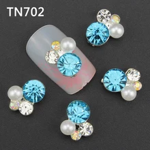 10pcs colorful 3d Nail Art Decorations with Rhinestones, Alloy Nail Charms Jewelry for Nail Gel/Polish Tools TN702