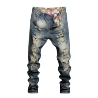 

2019 blue denim ripped damaged urban star jeans men