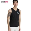 Wellone Guangzhou OEM breathable 95% cotton 5% spandex silk screen printed black custom men running singlet