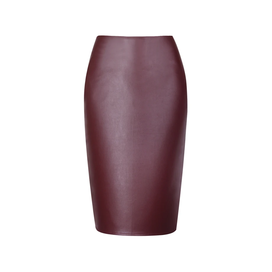 Wholesale women's Black Leather-Look PU Pencil Skirt