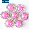 Factory Wholesale 45 Colors 15mm Crystal Metal Silver Plated Pink AB Half Round Pearls Buttons for DIY Decoration