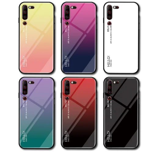 

For Lenovo Z6 Pro Simple Case Hard Tempered Glass Gradient Protective Back Cover Case For Lenovo Z6Pro phone shell