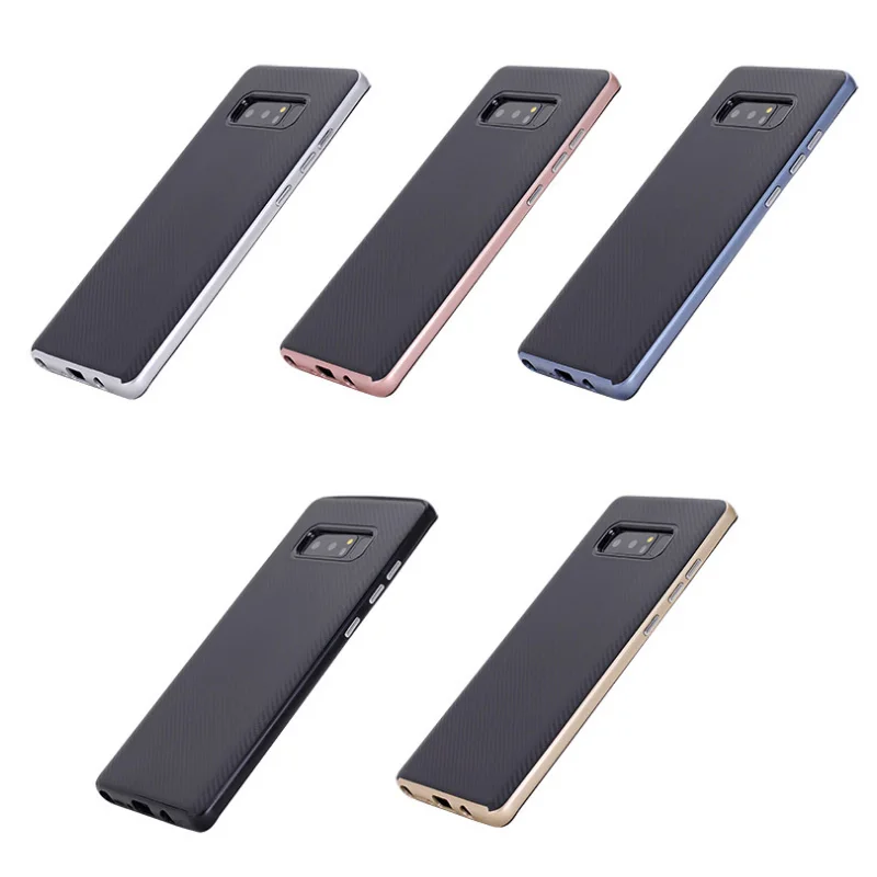 2in1 Ultra Electroplating frame PC + TPU Carbon fiber Case for Samsung Galaxy Note 8 Cover