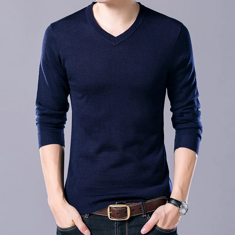 

Men Long Sleeve Pullovers Outwear Man V-Neck sweaters Tops Loose Solid Knitting Clothing 8 Colors New, As pictures