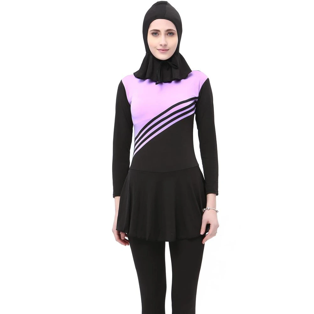 

Full Coverage Modest Muslim Swimwear Islamic Swimsuit for Women Beach Wear Muslim hijab Plus Size Adult Arab Swim Wear Beachwear, Black blue pink purple