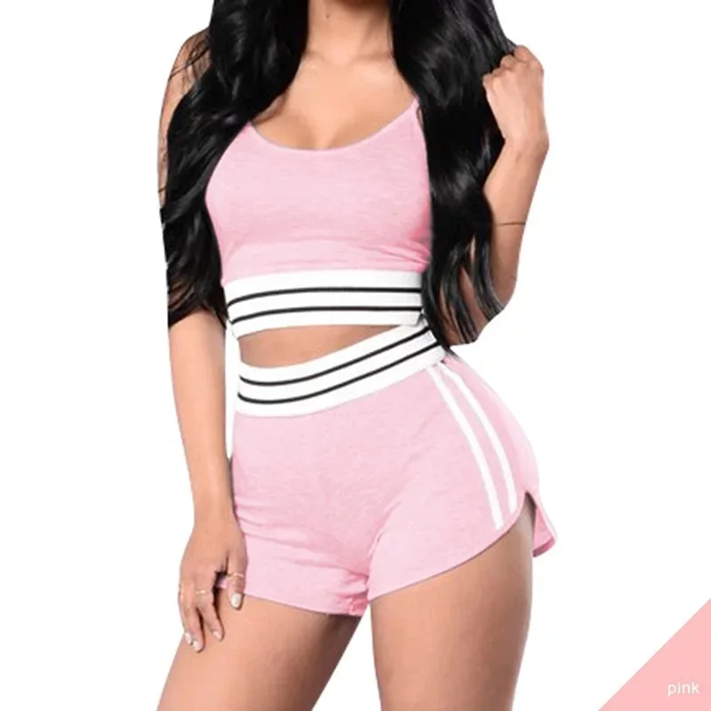 

2018 New Women Sexy Stripe Button Down Crop Top Shorts Set 2 Piece Outfits Rompers tracksuit, Colors