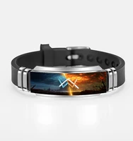 

DJ Alan Walker Sign Logo Custom Stainless Steel Black Silicone Wristband Adjustable Bangle Bracelet