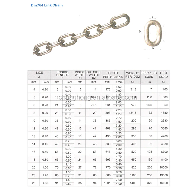 Stainless Steel 316/304 Din764 Long Chain Link & Short Link Chain - Buy ...