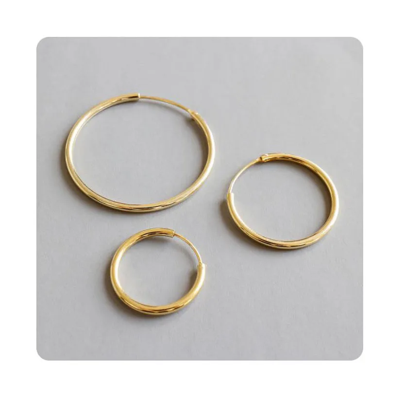 

Korean Fashion 925 Sterling Silver Big Hoop Gold Jewelry Earring For Women