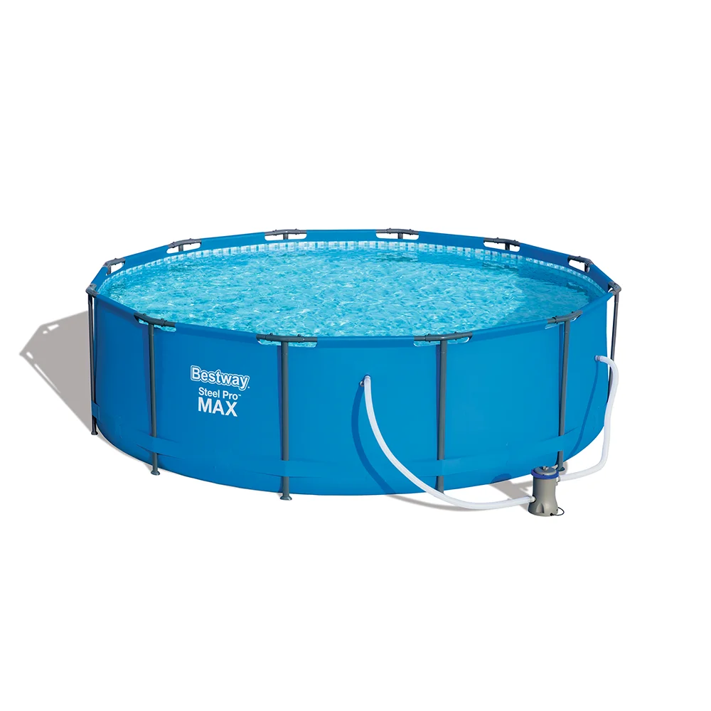 

56260 Steel frame above ground swimming metral family pool outdoor, Blue