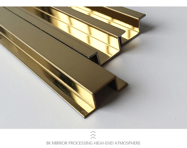 Wholesale Hotel Mirror Golden Stainless Steel T Shaped Tile Trim
