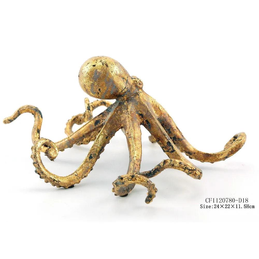 Resin Art Goldleaf Octopus Sculpture Animal Figurine Home Decoration Europe Folk Art Artistic Shine D Picture Shown CN;FUJ 50PCS supplier