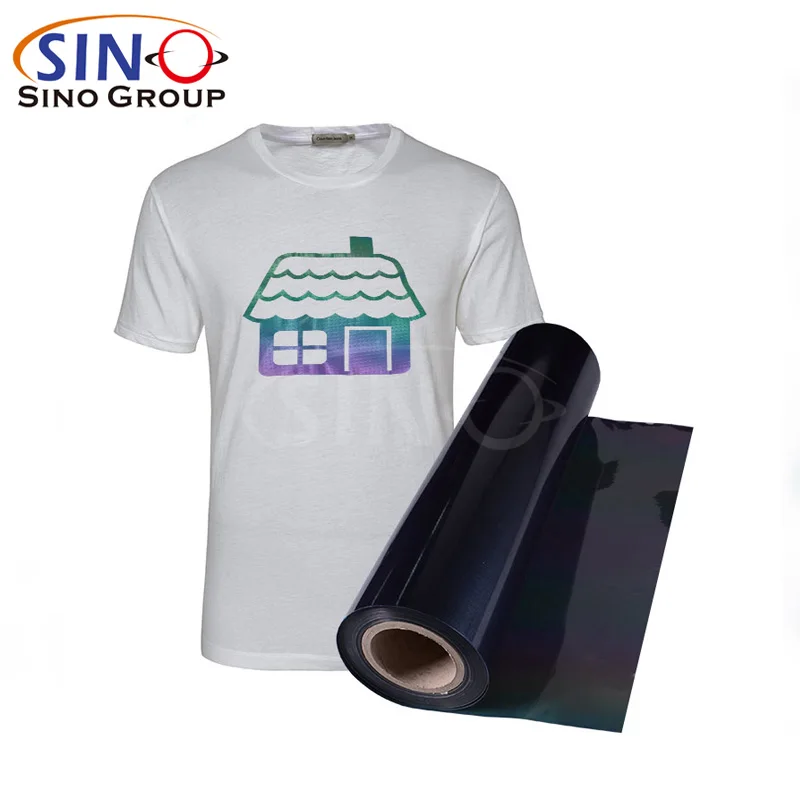 

T-shirt Clothing Textiles Cotton Fabric Rainbow Flash Colorful HTV PVC PU Hologram Reflective Cricut Sheets Heat Transfer Vinyl