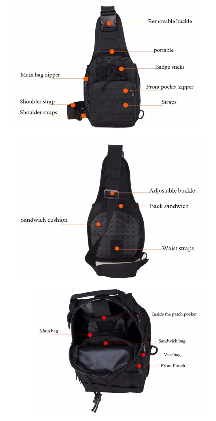 Osgoodway2 Small Tactical Sling Bag Pack Military Rover Shoulder Sling Backpack Molle Assault Range Bag