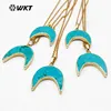 WT-N1117 Simple Design Crescent Shape Natural Stone With Gold Dipped Pendant Gold Layer Necklace Gift For Women