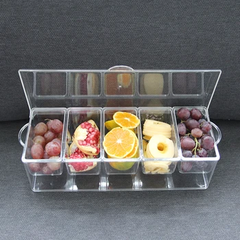 5 Compartment Bar Clear Condiment Jar Plastic Serving Ice Chilled 5 Compartment Bar Clear Condiment Jar Plastic Serving Ice Chilled Tray
