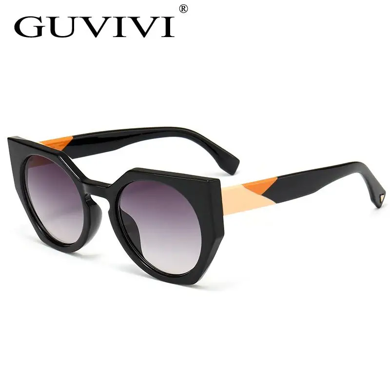 

GUVIVI Custom engraved sunglasses tortoise oversize Fashion sunglasses women cat eye mirrored Sunglasses 2017, Blue;gray;brown