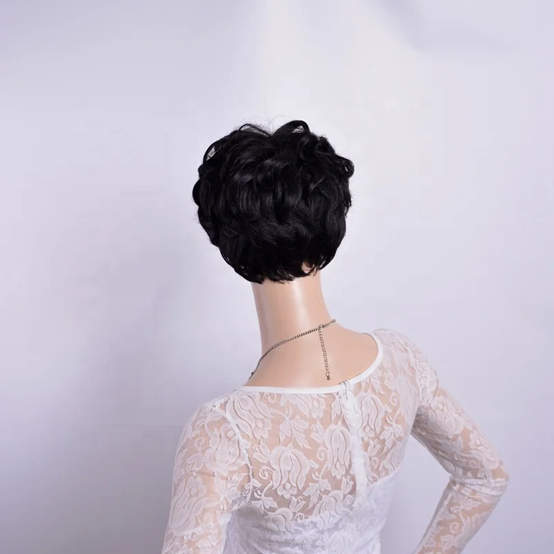 
AiShiLi Hair top quality Synthetic wigs natural wave short bob hair black loose curly hair for women 