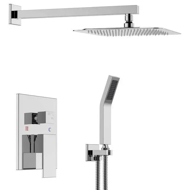 

10" Luxury Rain Mixer Shower Set Wall Mounted Rainfall Shower Head System